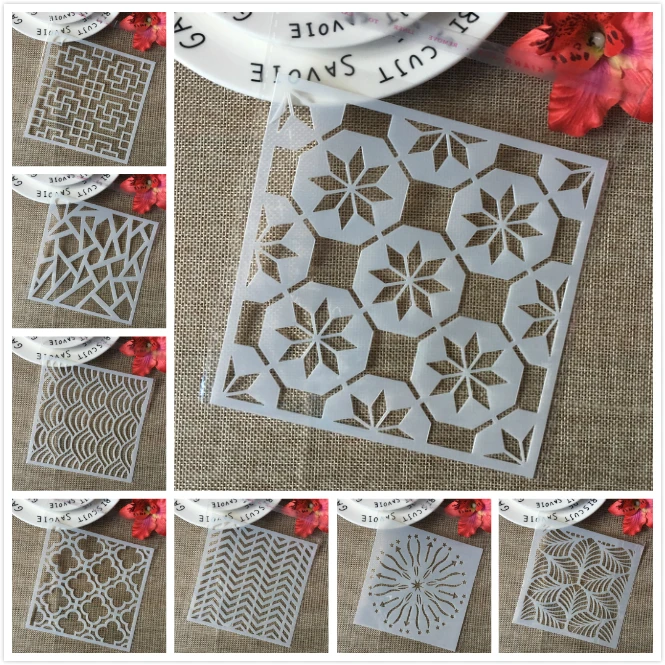 

8Pcs/Lot 15cm Leaves Wavy Cloud DIY Layering Stencils Painting Scrapbook Coloring Embossing Album Decorative Card Template