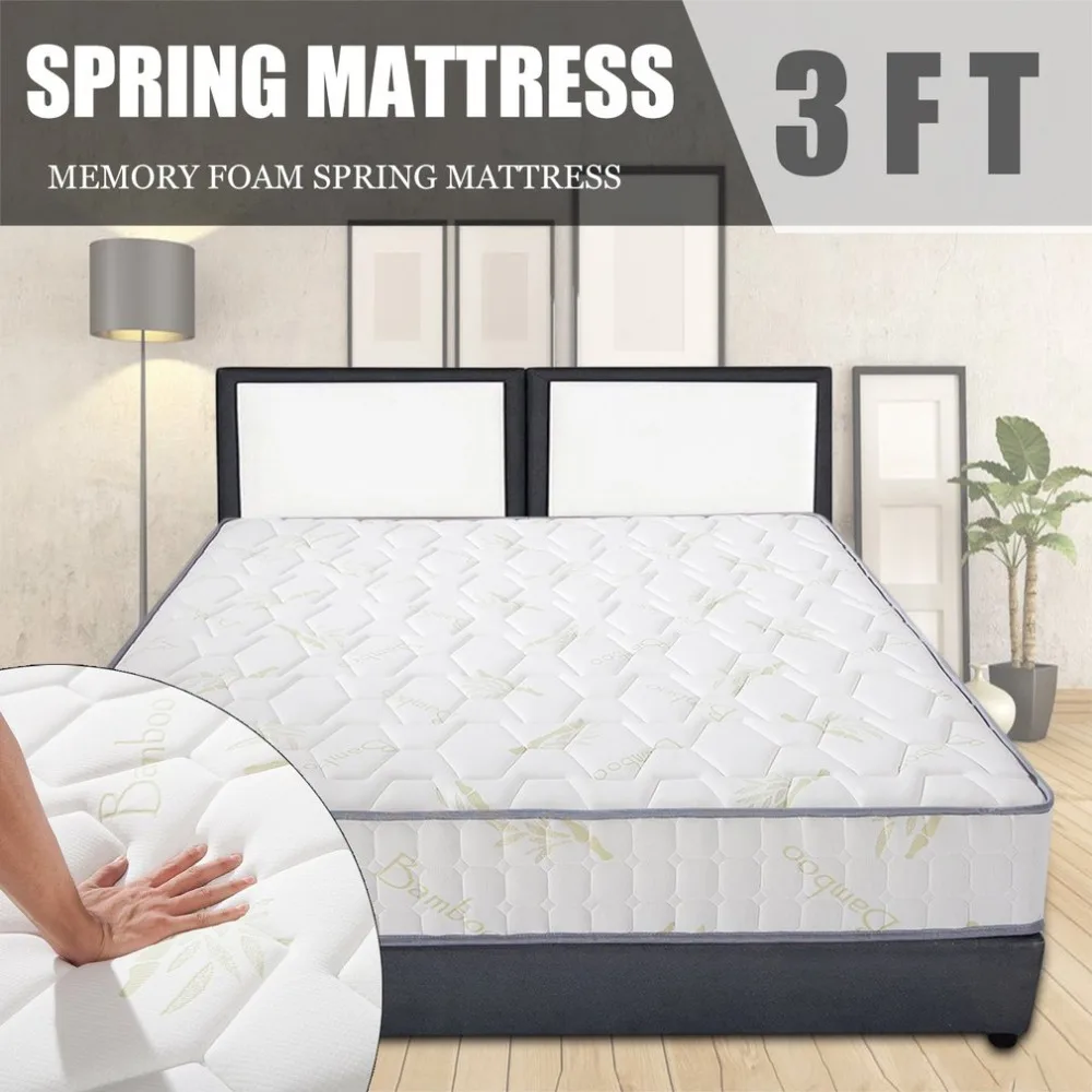 

10 Inch 3FT Breathable Bamboo Charcoal Memory Cotton Seven-zone Independent 90x190cm Spring Mattress Pad Thickening Mattress