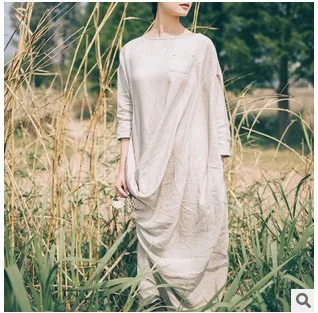 

In the fall of 2015, listed on the new product brand quality original design 100% cotton linen frocks of loose big yards