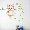 Lovely Cat hanging branches butterfly wall stickers for kids room Children Bedroom cute Animals Wall Decals Nursery Decor Mural 4