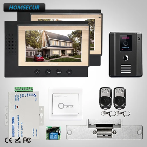 

HOMSECUR 7" Video&Audio Home Intercom+Intra-monitor Audio Intercom for Apartment(TC011-B+TM701-B)