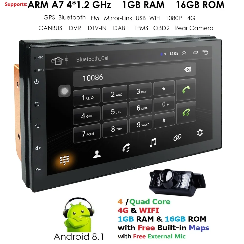 Discount Hizpo 2din  Android 8.1 Universal GPS Radio Stereo Audio Car Multimedia Player For Nissan For KIA For Toyota For Honda TPMS 4