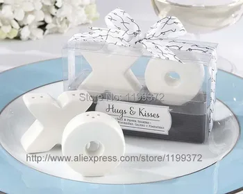 

30 Sets XO Hugs & Kisses Salt & Pepper Shaker - Wedding Party Favour Bomboniere Gift Ceramic Salt and Pepper Shakers Free Ship