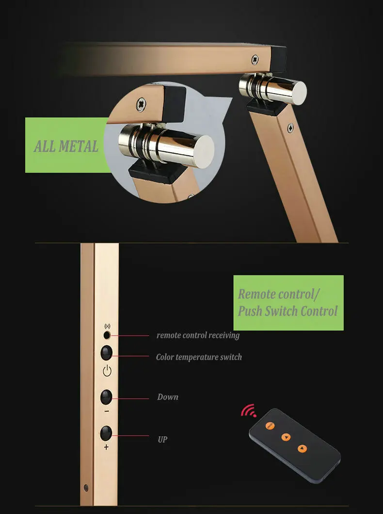Пульт дистанционного управления маникюрная офисная Настольная лампа с зажимом AC110V-220V золотого, серебряного и черного цветов для ухода за глазами гибкие настольные лампы для студентов