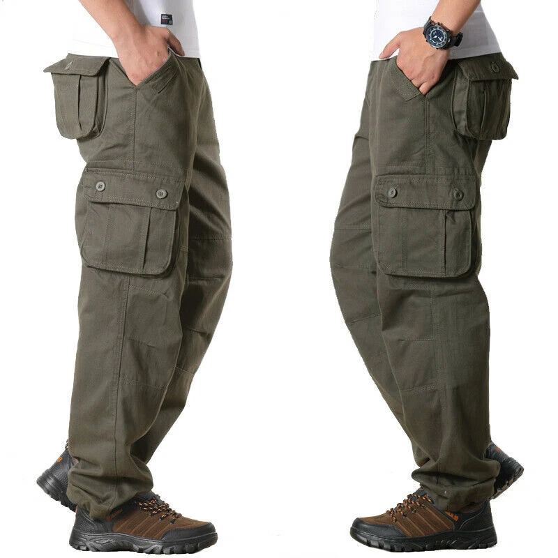BBYES мужские брюки мужские повседневные свободные длинные брюки карго мужские брюки с несколькими карманами новые модные летние военные мешковатые брюки