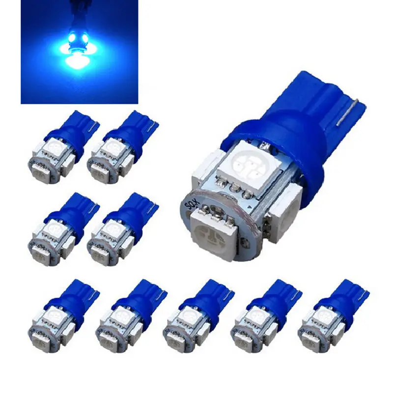 10Pcs 12V T10 5050 5SMD LED Blue Light Car Side Wedge Tail Light Lamp Bright Car Replacement Light Parts 10Pcs 12V T10 5050 5SMD LED Blue Light Car Side Wedge Tail Light Lamp Bright Car Replacement Light Parts