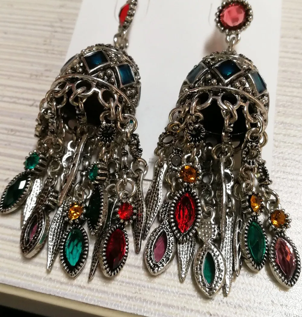 Индийские Jhumka стразы серьги для женщин богемные бисерные сережки oorbellen египетские цыганские турецкие вечерние ювелирные изделия