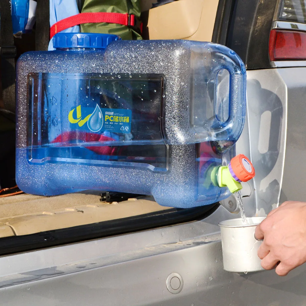 12L Portable Outdoor Camping Car Water Carrier Bucket Canister Storage Container with Handle & Water Tap for Parties Picnic BBQS