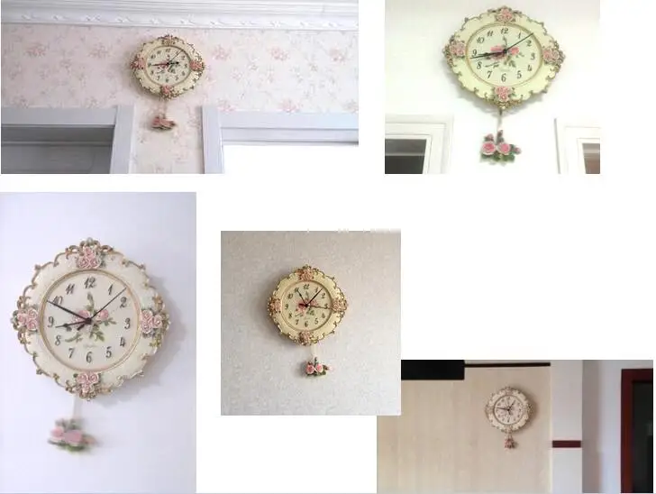 021025 настенные часы в европейском стиле с розами, модные креативные часы для гостиной, спальни, немые часы из смолы, часы, часы