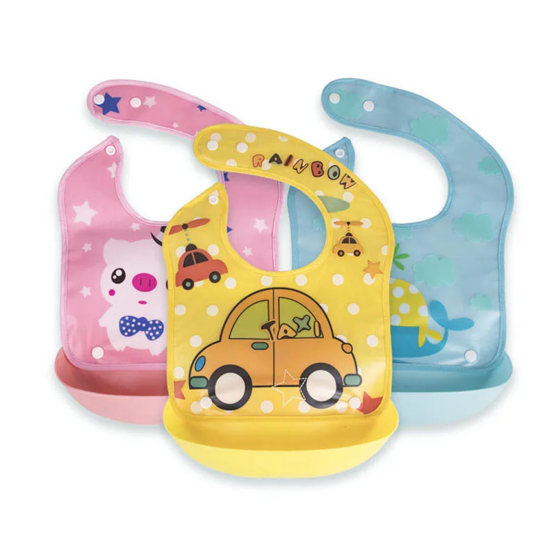 

Baby Bibs EVA Waterproof Detachable Cartoon Children Apron Newborn Feeding Bibs Kids Saliva Towel Adjustable Burp Cloths
