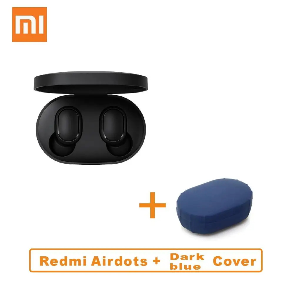 CN Dark Blue Cover Xiaomi Redmi Airdots TWS Bluetooth наушники стерео бас BT 5,0 Eeadphones с микрофоном Handsfree наушники AI управление IPX4 - Цвет: CN Dark Blue Cover