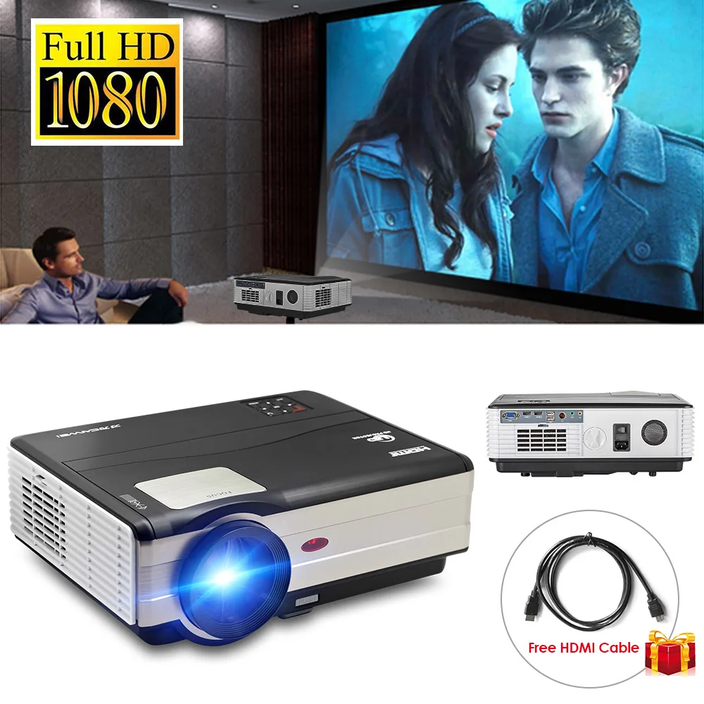 

4000 Lumens LED Projector Full HD Video Home Cinema Backyard Movies Mobile Beamer For Smartphone Pads iphone TV