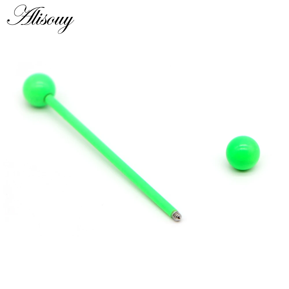 Alisouy 1Pc 1.6x38x6mm 14G 316L In Acciaio Inox Lungo Industriale Barbell Bella Dolce Al Neon di Colore della caramella Dell'orecchio Piercing Monili Per Il Corpo E Piercing