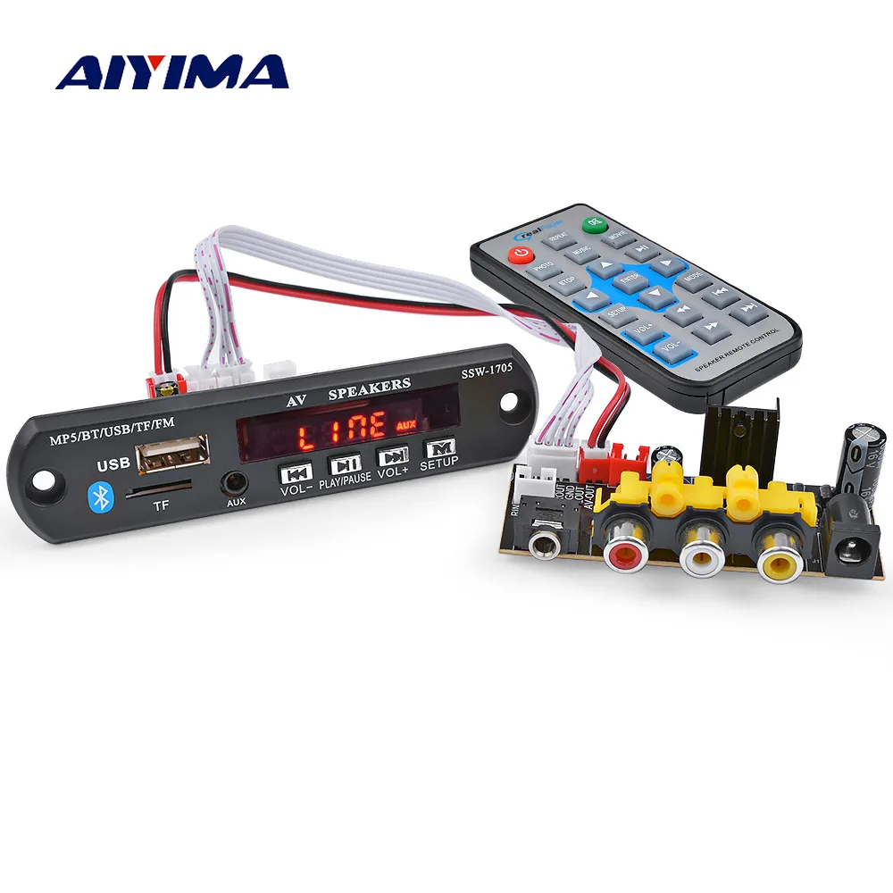  AIYIMA 5V Bluetooth 4.2 Bluetooth Decoder Scheda Audio HD MP5 Car Audio Decoder USB FM Aux Radio Su