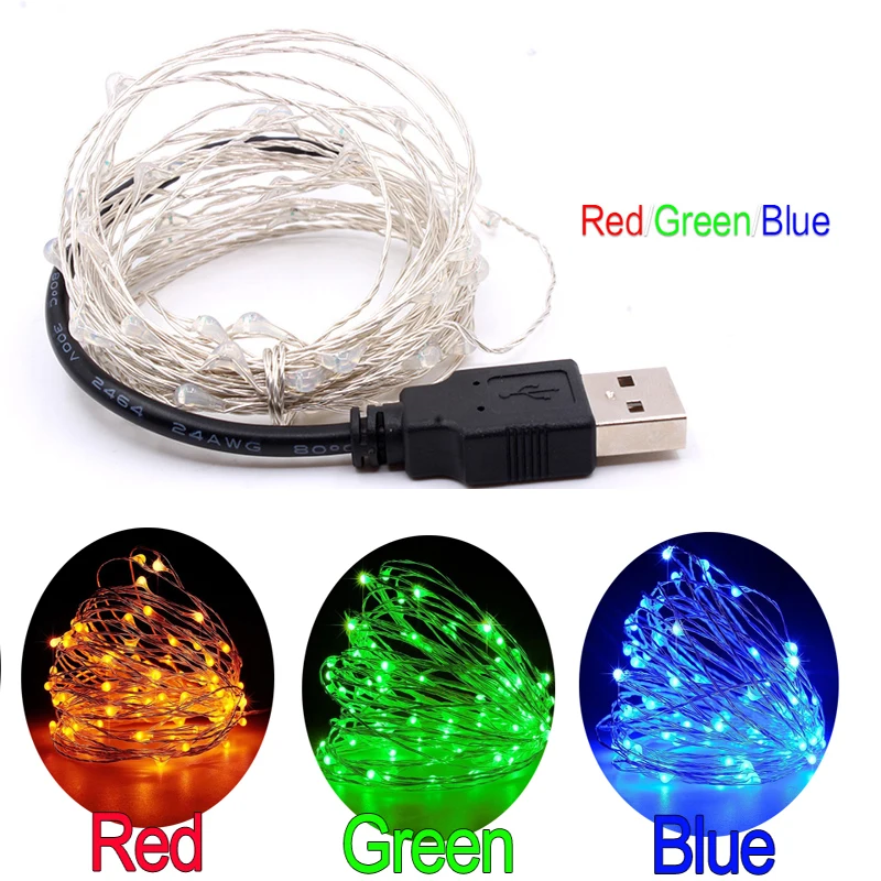 

LED String lights 10M 5M 2M Silver Wire Fairy light Christmas Wedding Party Decoration Powered by Battery USB led Strip lamp