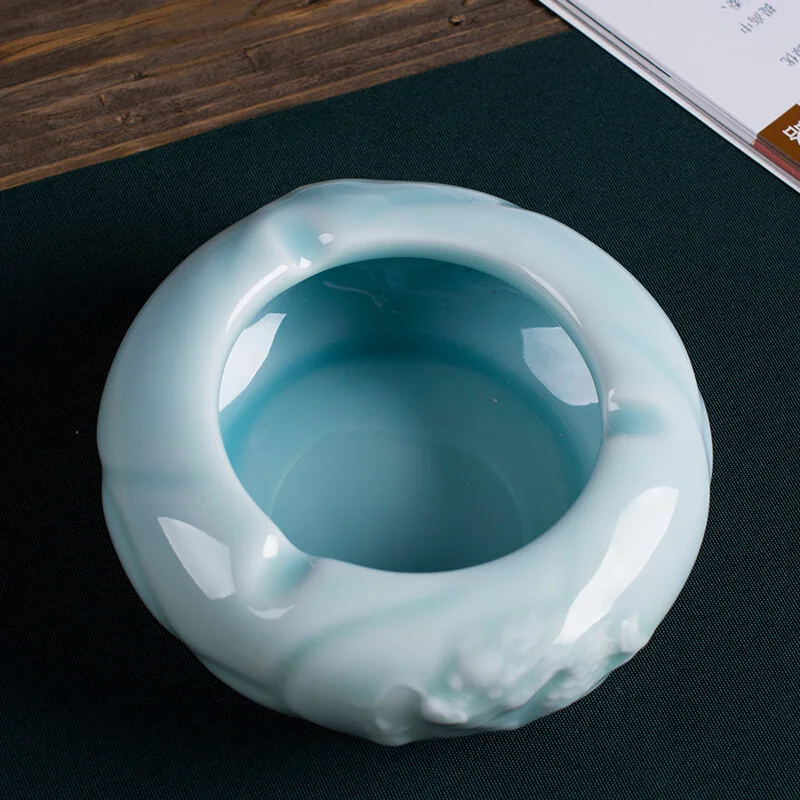 

Creative Celadon Embossed Ashtray Office Living Room Coffee Table Household Items Decorations