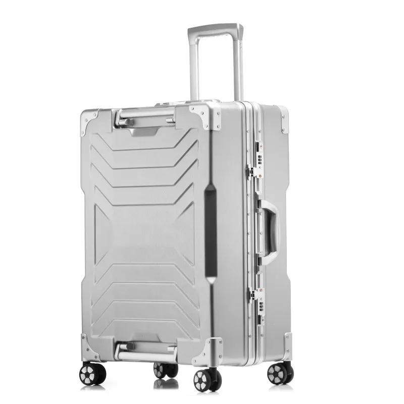 Алюминиевая рама супер объем сумки на колёсиках Spinner высокой емкости чемодан колеса для мужчин бизнес пароль дорожные сумки LGX22 - Цвет: Silver
