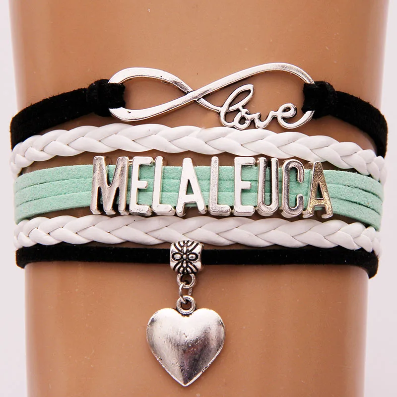 (10pcs/lot) Infinity Love MELALEUCA Bracelet Heart Charm Leather Rope Wrap Handmade Bracelets &amp Bangles Jewelry For Women Men | Украшения