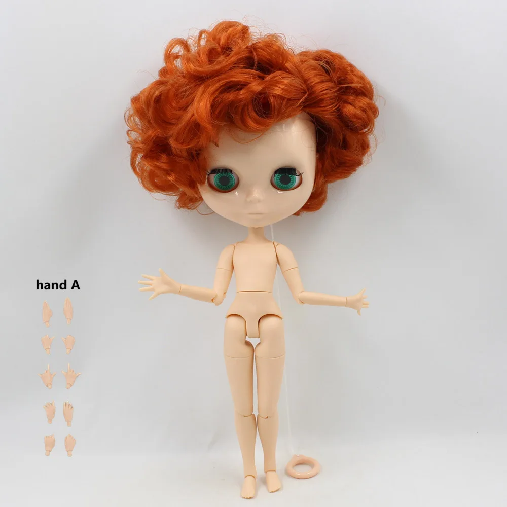 Blyth Обнаженная Кукла для мальчиков и мужчин, Короткие вьющиеся каштановые волосы, без макияжа, белая кожа, подходит для DIY No.90BL1207 - Цвет: Nude doll gestrue A
