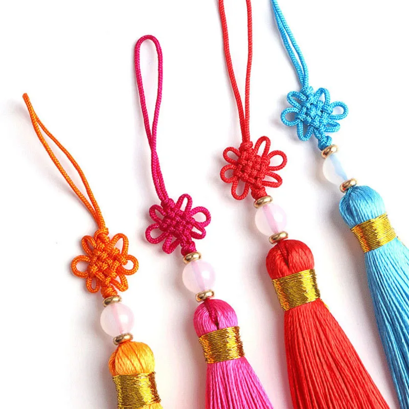 Китайский узел, смешанные цвета, длинная полиэфирная нить, кисточка, 5 шт., для браслета, подвеска в виде ключа, цепочка, сделай сам, подвеска, шарм, поиск