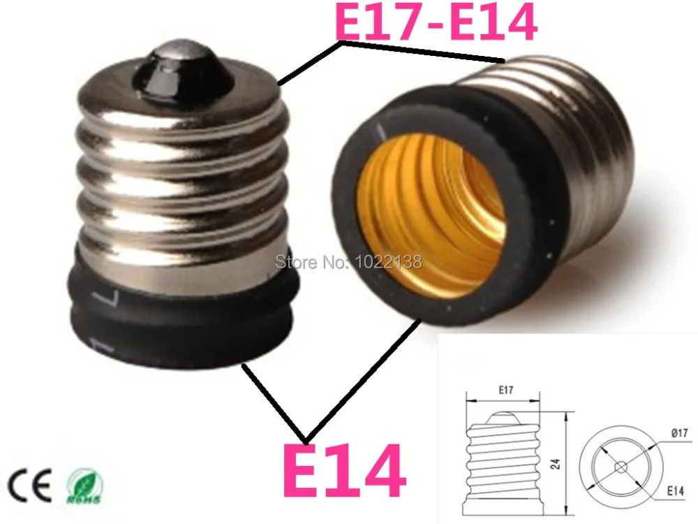 

1000pcs E17 to E14 Led screw Socket Adapter Lamp Holder E17-E14 antiflaming light bulb base chandelier holder converter extender