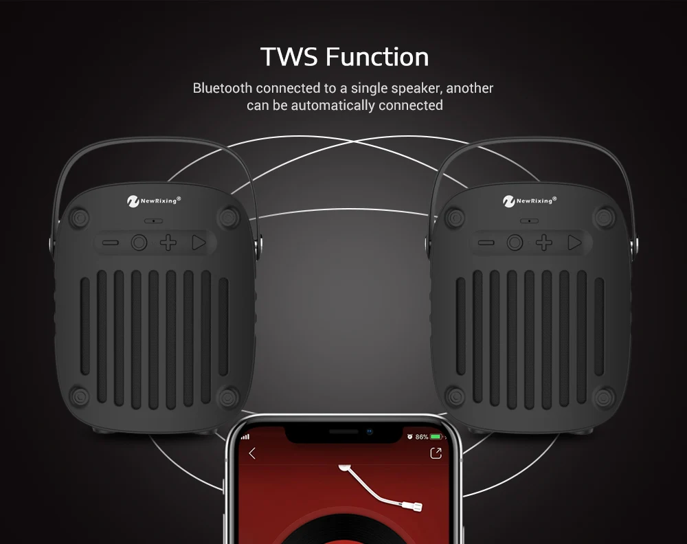 NewRixing NR-4014 Беспроводной Bluetooth портативный Стереодинамик мини Динамик MP3 плеер Поддержка наушники-вкладыши TWS с Функция