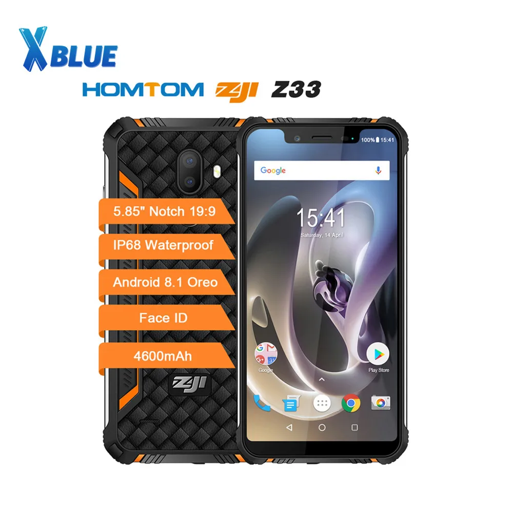 HOMTOM ZOJI Z33 прочный мобильный телефон MT6739 1,3 ГГц четырехъядерный 3 ГБ 32 ГБ 4600 мАч 5,85 дюймов две sim-карты Android 8,1 OTA OTG разблокировка лица