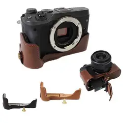 Из натуральной кожи Половина Камера Нижняя чехол для Canon EOS M6 EOSM6 Камера половина тела нижней части корпуса