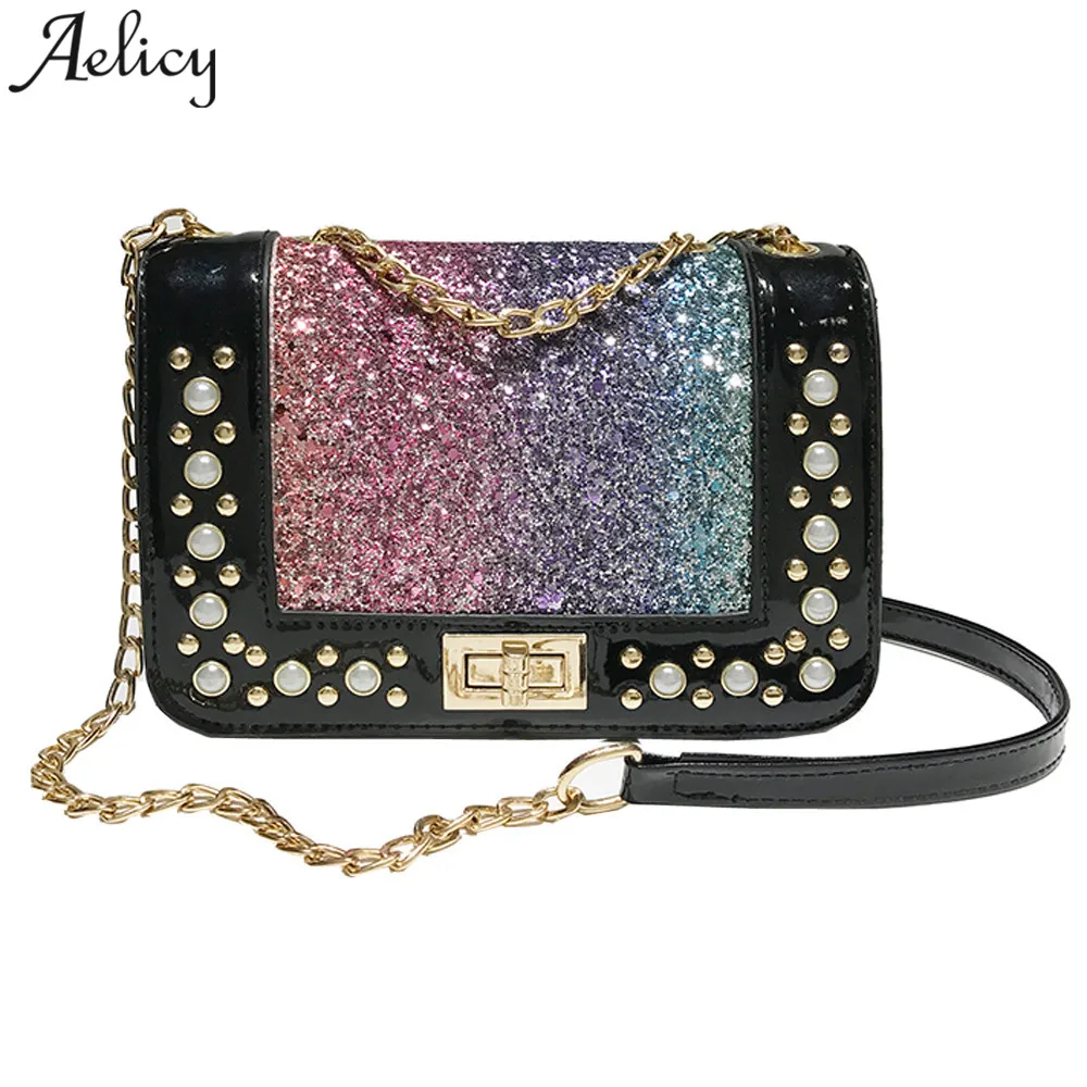 Aelicy сумка на плечо для девочек модная женская кожаная через с блестками bolsa feminina