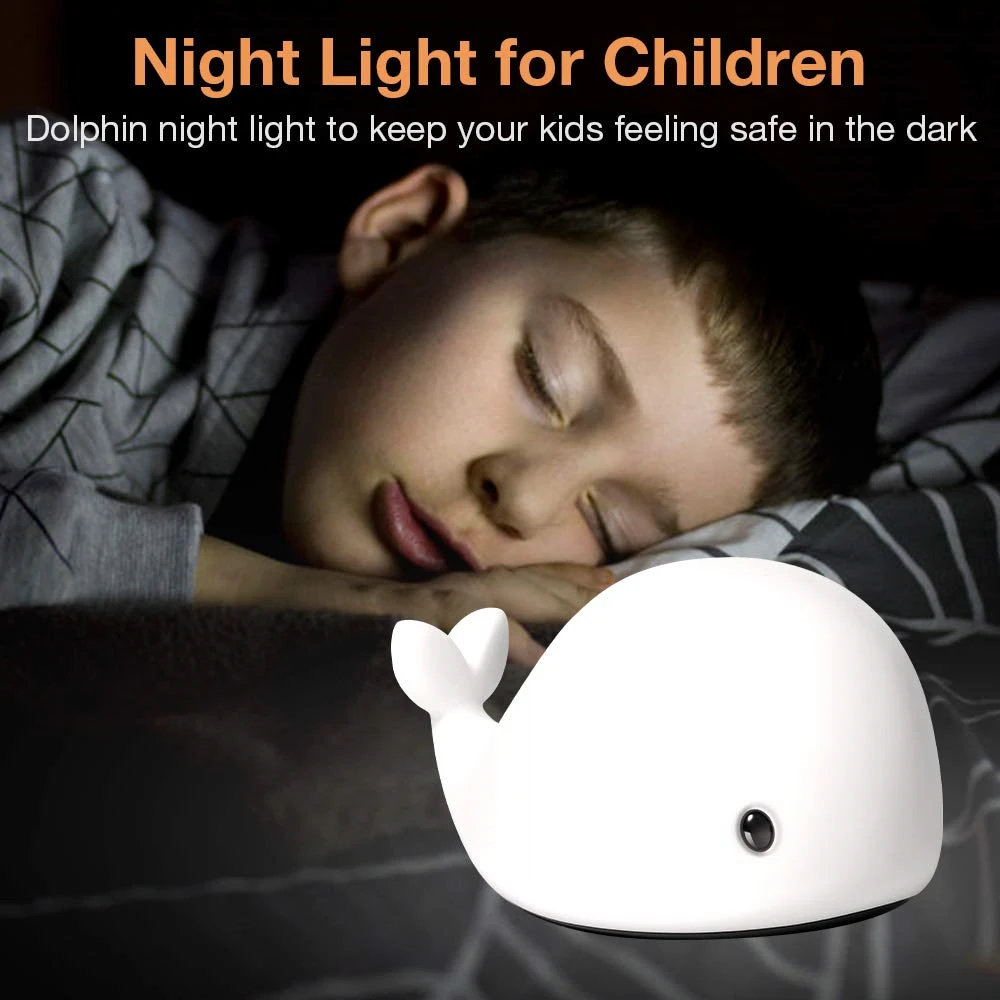 Новое поступление светодиодный ночник датчик движения ребенок USB милый КИТ перезаряжаемая детская Ночная лампа игрушечная лампа силиконовый безопасный Дельфин