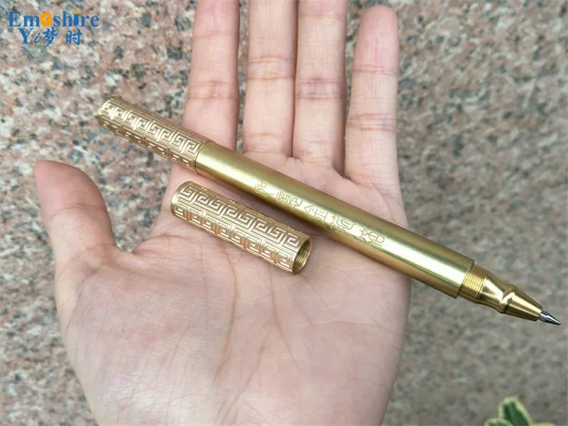 Emoshire Gold cuff stick pen pen handmade brass pen high - end gift metal signature pen original design (8)