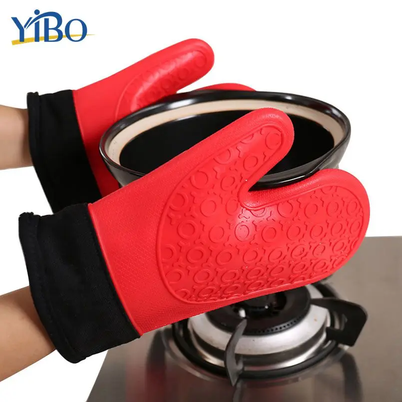 

YIBO Silicone Oven Glove Heat Resistant Kitchen Cooking Tool Slip-resistant Bakeware Mitt BBQ Grill Accessories 1Pc Pack ONLY