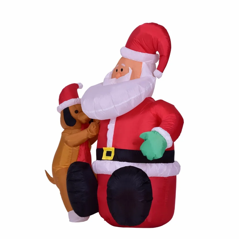 1 2 м высокий надувной Рождественский Санта Клаус с декоративная собачка X'mas