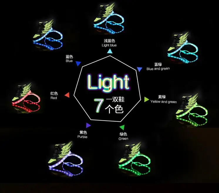 Обувь высокого качества 6 видов цветов детей светодиодные настольные лампы для маленьких мальчиков; модные туфли с крыльями обувь для детей девочек USB обувь с подсветкой