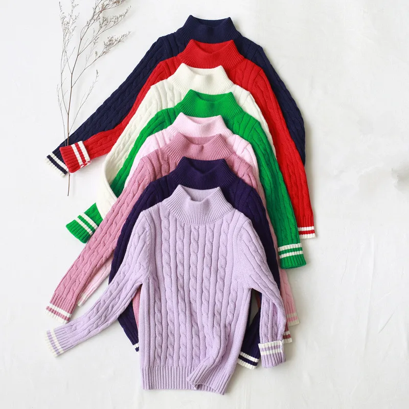 

2019 Autumn Winter New Boys Girls Sweaters Kids Solid Color Padded Sweater Baby Sweater Baby Girl Clothes 3-8Y