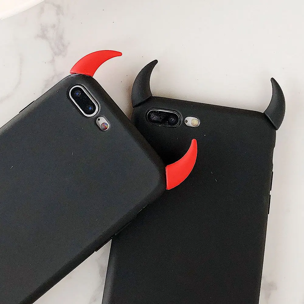 Чехол из ТПУ для телефона Devil Horn чехлы iPhone 8 Plus 7 XS X XR Xs Max мягкие модные 6S 6
