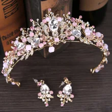 Luxury Pink Gold Pearl Bridal Crowns Handmade Tiara Bride Headband Crystal Wedding Diadem Queen Crown Wedding Hair Accessories Luxury Pink Gold Pearl Bridal Crowns Handmade Tiara Bride Headband Crystal Wedding Diadem Queen Crown Wedding Hair Accessories