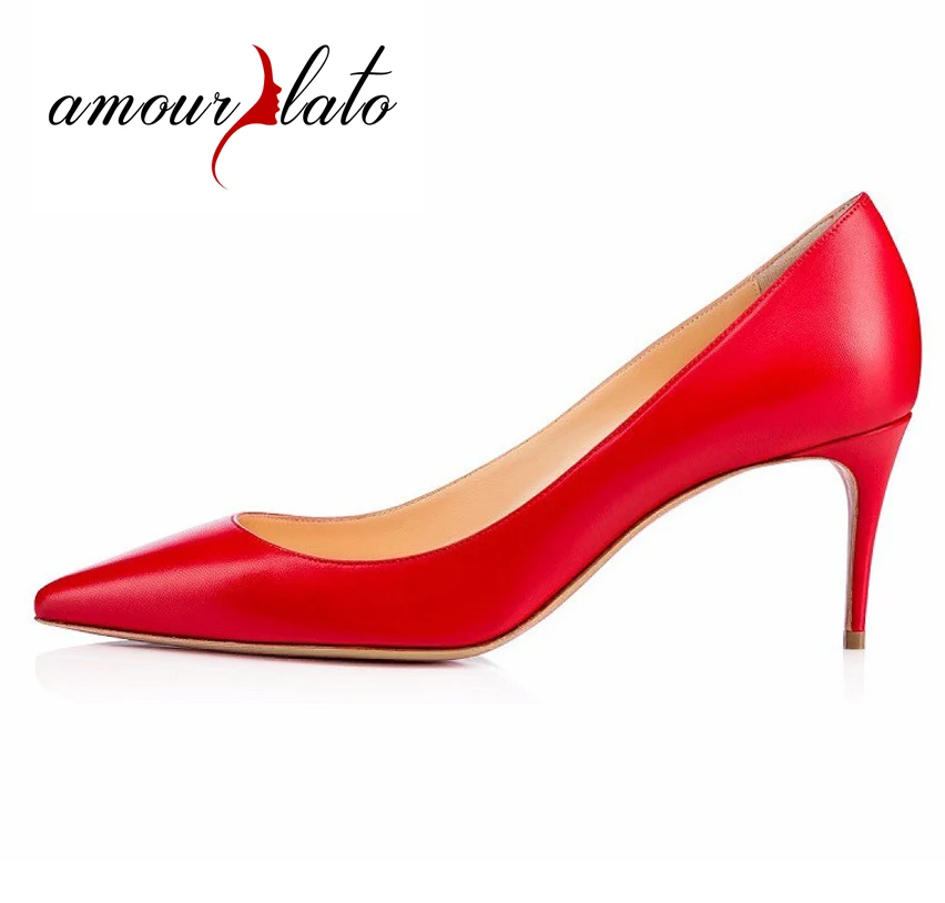 Amourplato Women's Pointed Toe Kitten Heel Pumps Slip Middle Heels Red Shoe Low heel Dress Shoes Handmade Plus Size US 5 13|kitten heel pumps|heels pumpspointed toe kitten heel - AliExpress