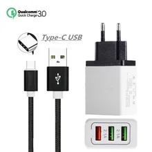 18 Вт Quick Charge 3,0 USB Зарядное устройство QC3.0 USB кабель для быстрой зарядки USB для стены Зарядное устройство для Xiaomi LG zte Axon 9 pro 7 MINI Z18 Z17 мини