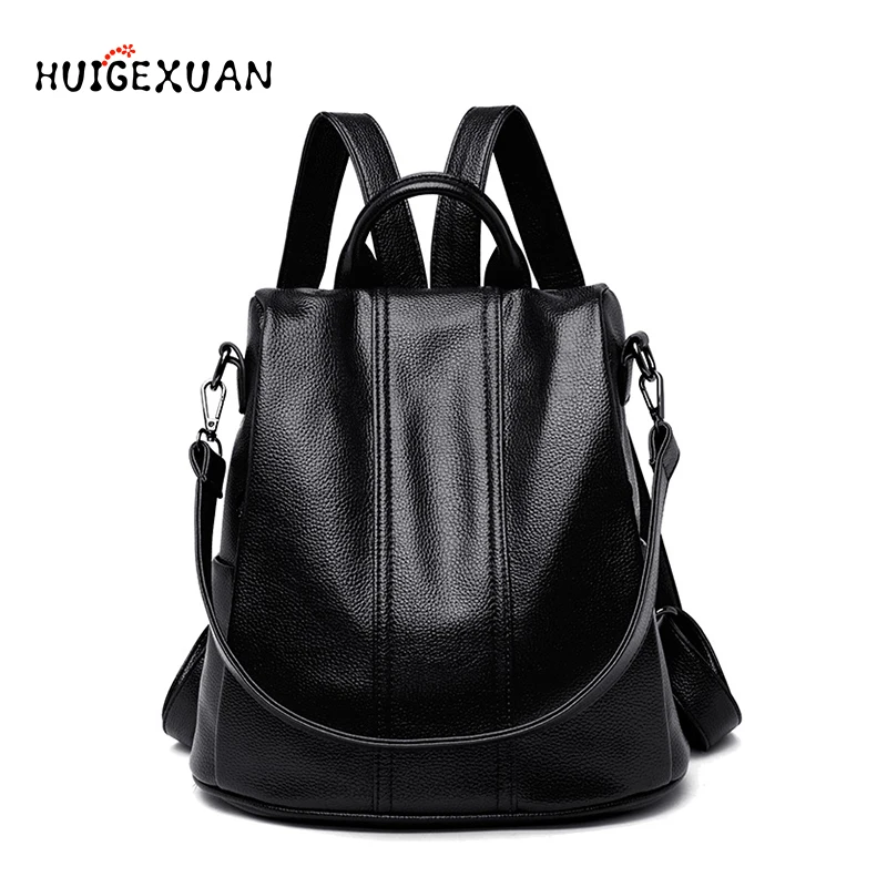 

2019 Women Backpack High Quality Waterproof Anti-Theft Girl Student School Bags Multifunction Female Casual PU Leather Backpacks