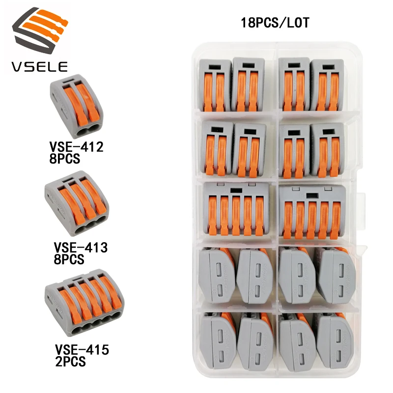 18pcs/lot VSE 412 413 415 connectorsfor fine stranded and solid wires
