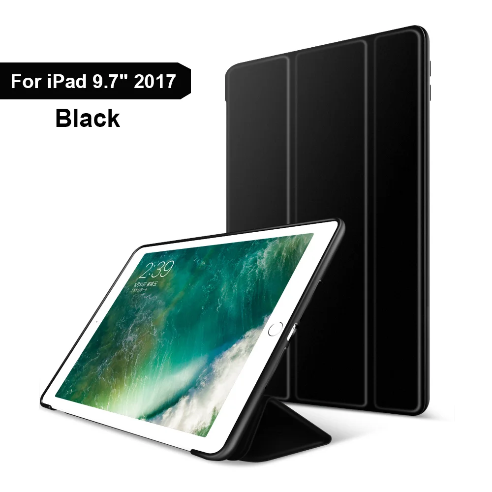 Для iPad 2017 2018 iPad 9,7 дюймов, ультра тонкий легкий умный чехол Trifold чехол-подставка с гибкой мягкой ТПУ задняя крышка