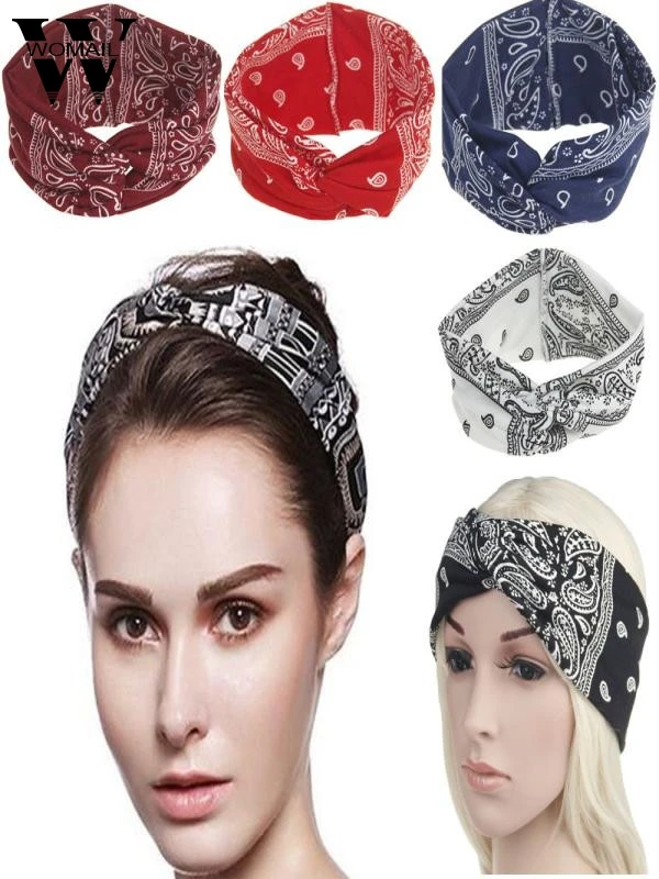 New Women Baby Suede Soft Solid Headbands Vintage Wave point Cross Knot