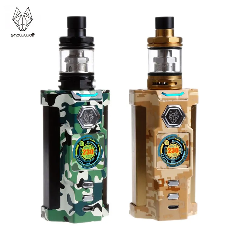 

Sigelei SnowWolf Vfeng Starter Kit 230W With 3ml Capacity Powered by Dual 18650 Batteries 1.30 TFT Color Screen Vape Kit