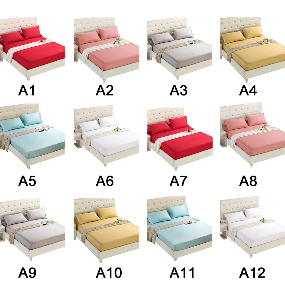  2 Sizes Solid Color Mattress Cover Cotton Mattress Protector Bed Bug Proof Dust Mite Mattress Pad C