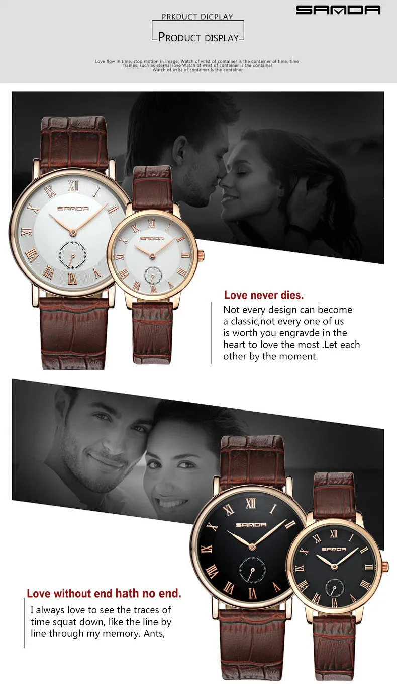 sanda ultra-thin rose gold case casaul quartz watches for unisex fashion wristwatches for men women (10)