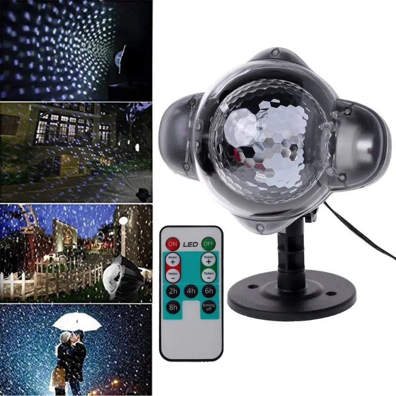 

2018 New Waterproof LED Stage Light Snowfall Rotating Spotlight Laser Projection Lamp