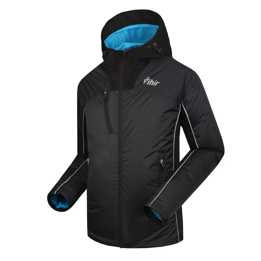 

Vihir Men's Heated Tap Sealing Lightweight Waterproof Hooded Windbreaker Rain Jacket For outdoor Sports Running Hiking