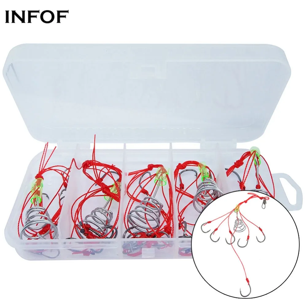 

INFOF 5-pieces Carp Fishing Hooks Kit Bait Holder Spring Hook Feeder Fishing Hook Fishhook Carbon Steel