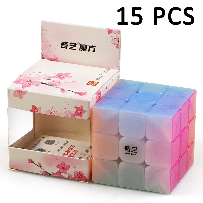 

15PCS QiYi Warrior 56mm Non Sticker Magic cube Competition Smooth 3x3x3 Cubo magico Toys Jelly color Three-layered Neo Cube Toys